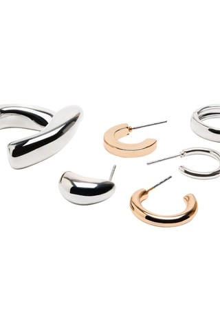 3 orecchini a cerchio e 3 ear cuff  - Argentato e dorato