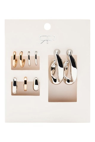 3 orecchini a cerchio e 3 ear cuff  - Argentato e dorato