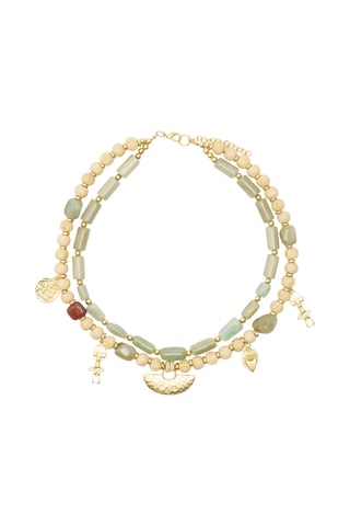 Collana doppio giro - Beige e dorato