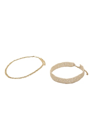 2 collane - Dorato e beige