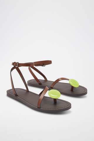 Sandali in pelle - Marrone e verde