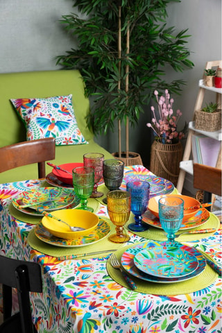 Vajilla de porcelana Mexican Flowers - 18 piezas