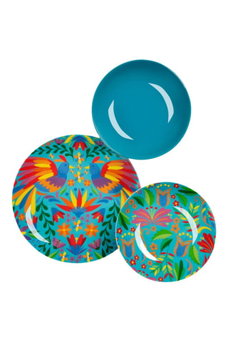 Vajilla de porcelana Mexican Flowers - 18 piezas