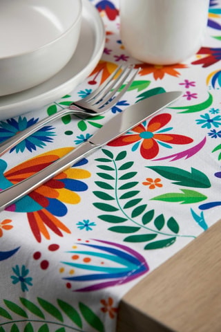 Camino de mesa - Blanco y azul - 45 x 140 cm - Multicolor