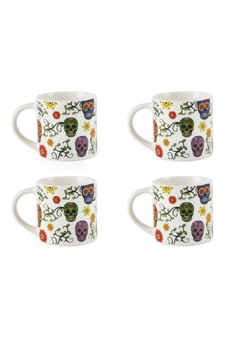 4 tazas de café de porcelana Bone China Calavera 10 cl