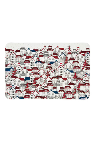 6 manteles individuales Innsbruck - Gris - 44 x 29 cm - Rojo