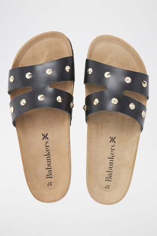 Ciabatte in pelle - Nero, beige e marrone