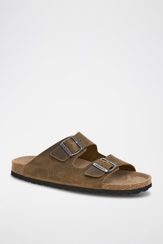 Ciabatte in pelle - Kaki - Verde