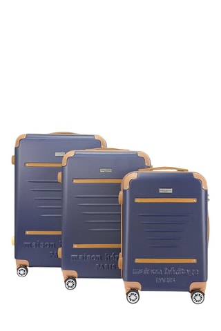 Juego de 3 maletas Trocadero (S/M/L) - 55/65/75 cm  - Azul, marrón y plateado