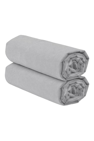 2 draps-housses en coton 57 fils/cm² - Gris clair