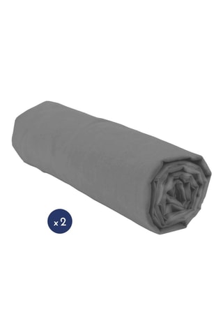 2 draps-housses en coton 57 fils/cm² - Gris foncé