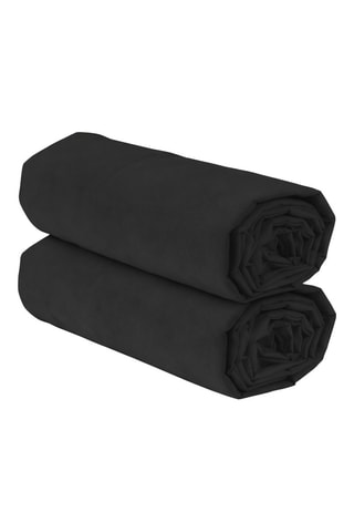 2 draps-housses en coton 57 fils/cm² - Noir