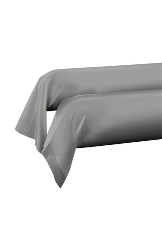 2 taies de traversin et 2 taies d'oreiller en coton 57 fils/cm² - Gris clair