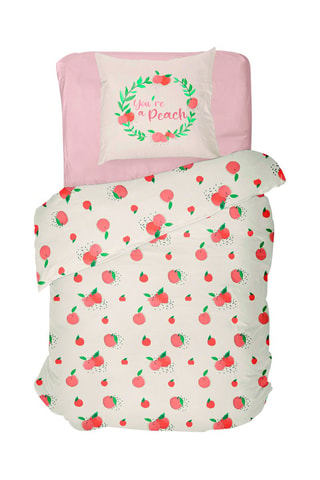 Parure de couette en coton 57 fils/cm² Peachy Pastel - Blanc
