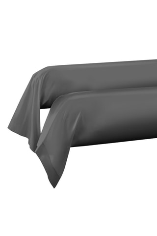 2 taies de traversin et 2 taies d'oreiller en coton 57 fils/cm² - Gris foncé