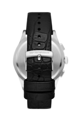 Montre à quartz en cuir - Chronographe - Noir et argenté