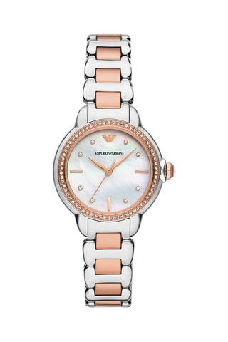 Montre à quartz en acier - Argenté et doré rose