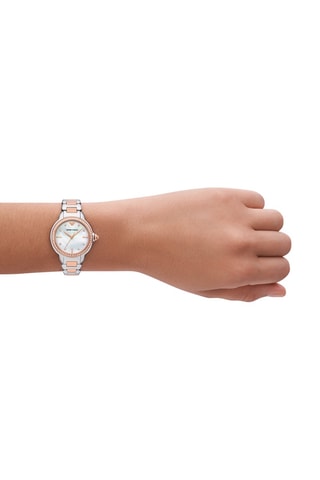 Montre à quartz en acier - Argenté et doré rose