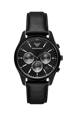 Montre à quartz en cuir - Noir