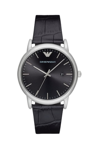 Montre à quartz en cuir - Noir et argenté