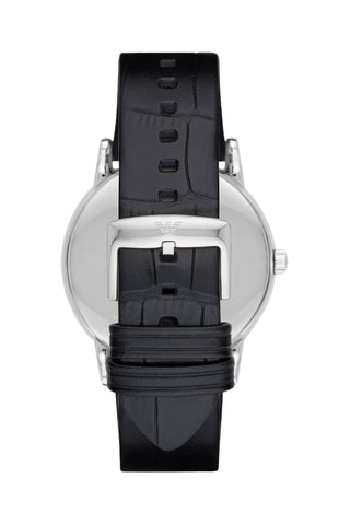 Montre à quartz en cuir - Noir et argenté