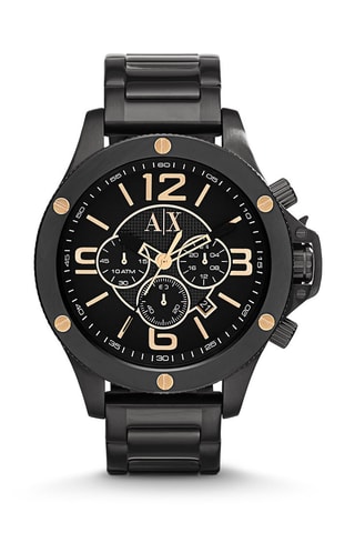 Montre à quartz en acier - Chronographe - Noir et doré