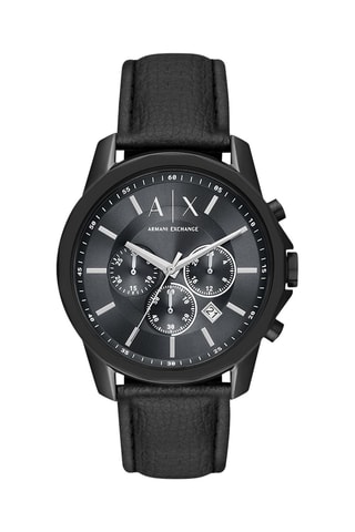 Montre à quartz en cuir - Chronographe - Noir