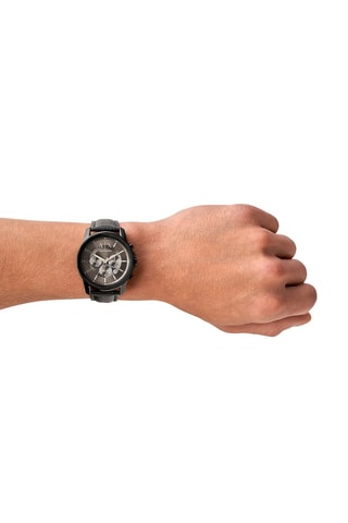 Montre à quartz en cuir - Chronographe - Noir