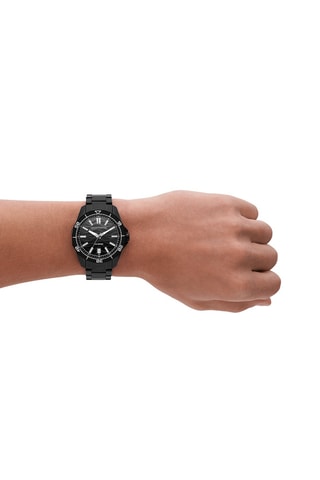 Montre à quartz en acier - Noir