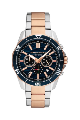 Montre à quartz en acier - Chronographe - Doré, argenté et noir