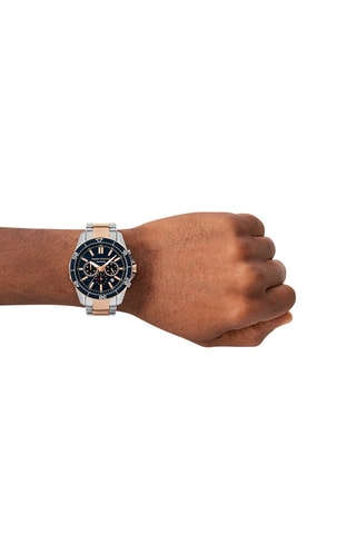 Montre à quartz en acier - Chronographe - Doré, argenté et noir