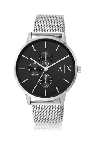 Montre à quartz en acier - Chronographe - Argenté et noir