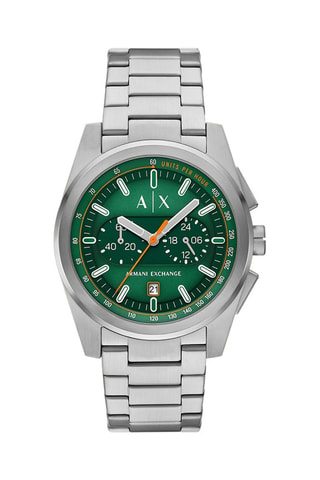 Montre à quartz en acier - Chronographe - Argenté et vert