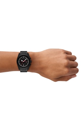 Montre à quartz en acier - Chronographe - Noir