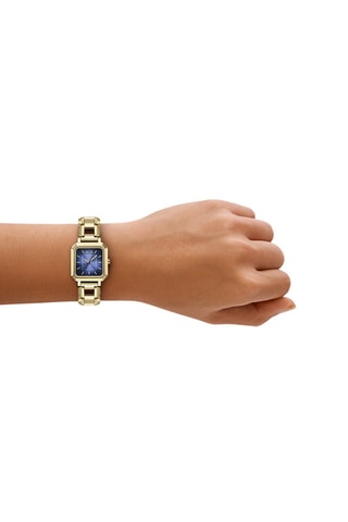 Montre à quartz en acier - Doré et bleu