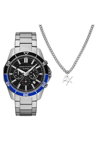 Coffret montre à quartz et collier en acier