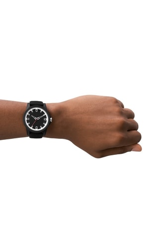Montre à quartz en caoutchouc - Noir et blanc