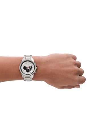 Montre à quartz en acier - Chronographe - Argenté