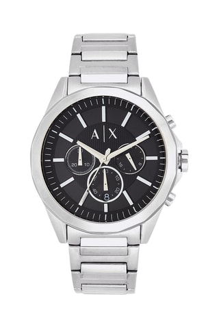 Montre à quartz en acier - Chronographe - Argenté et noir
