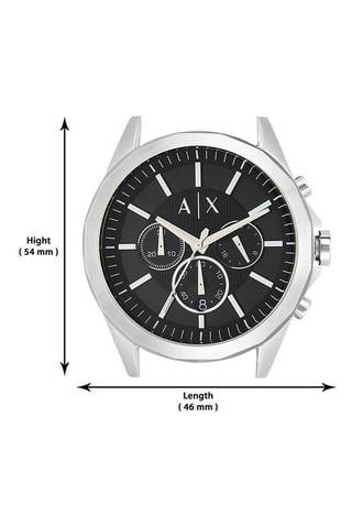 Montre à quartz en acier - Chronographe - Argenté et noir
