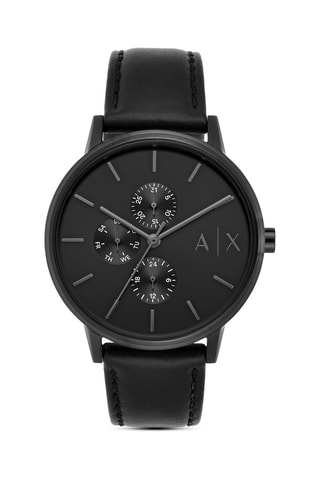 Montre à quartz en cuir 
Noir