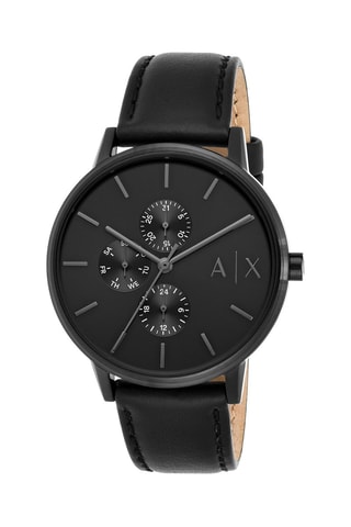 Montre à quartz en cuir 
Noir