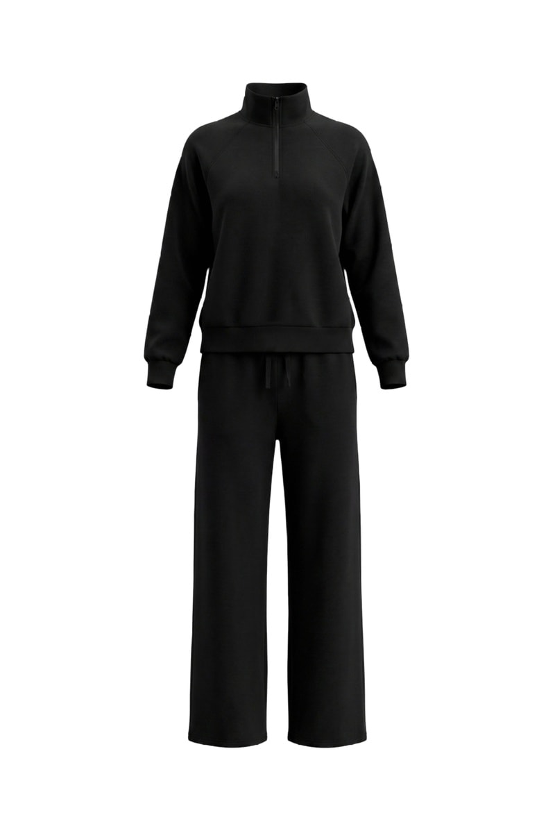 Trendyol Sweat et pantalon wide legs - Noir