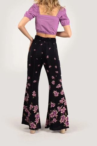 Pantalon taille haute - Noir - Rose et noir