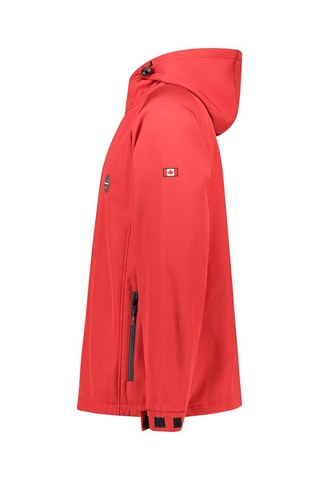 Veste Softshell à capuche - Rouge, blanc et gris
