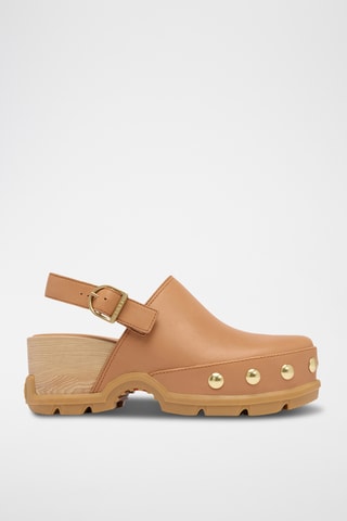 Zuecos de piel con plataforma Roam'n Clog™ - Beige