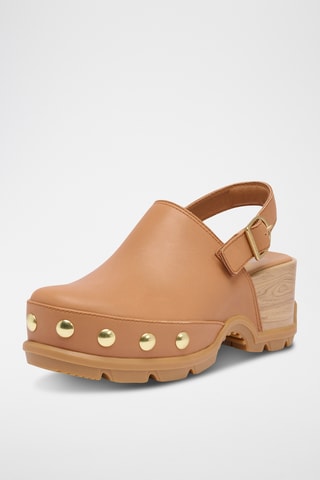 Zuecos de piel con plataforma Roam'n Clog™ - Beige