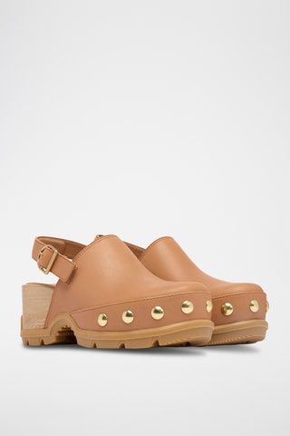 Zuecos de piel con plataforma Roam'n Clog™ - Beige