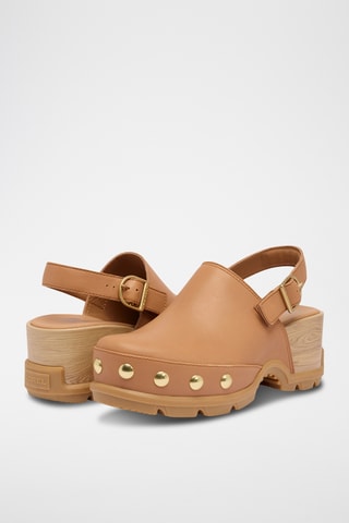Zuecos de piel con plataforma Roam'n Clog™ - Beige