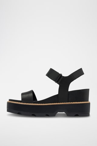 Sanadlias de piel de cuña Joanie™ IV - Negro